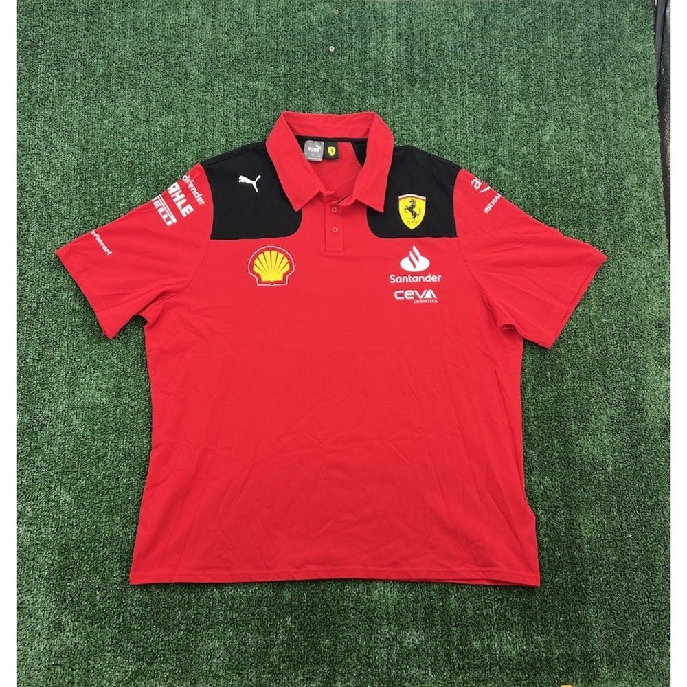 Puma Scuderia Ferrari F1 Team Polo Shirt Men XXL Red Shell Santander